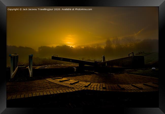 Foxton top lock in the mist  Framed Print by Jack Jacovou Travellingjour