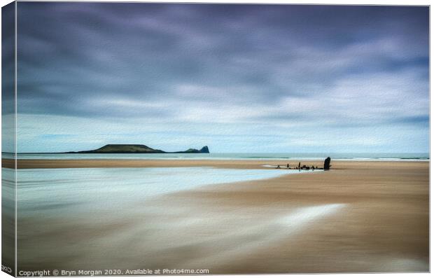 Worm's head with the wreck of the Helvetia Canvas Print by Bryn Morgan