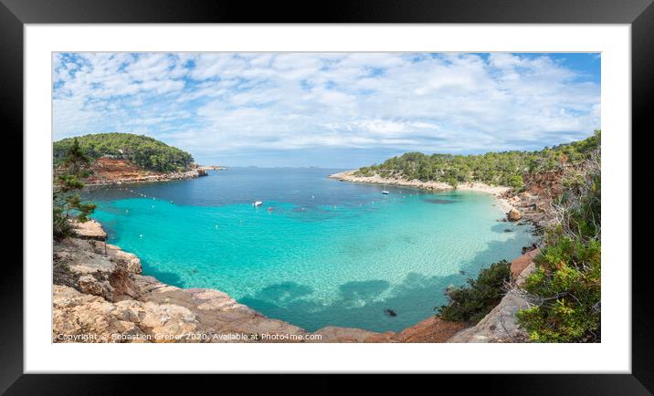 The turquoise waters of Cala Salada, Ibiza Framed Mounted Print by Sebastien Greber