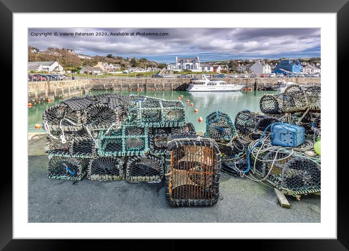 Portpatrick Creel Lobster Pots Framed Mounted Print by Valerie Paterson