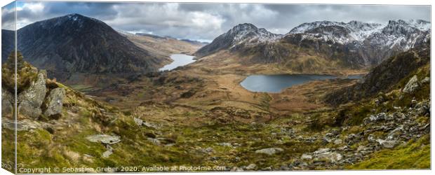 Ogwen Valley with Tryfan and Pen yr Ole Wen Canvas Print by Sebastien Greber