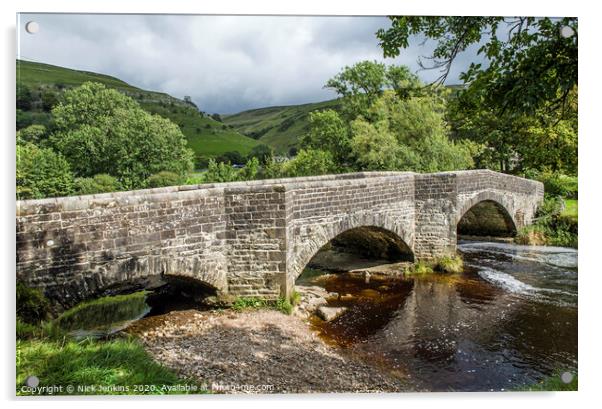 Bridge over the River Wharfe Buckden Yorkshire Dal Acrylic by Nick Jenkins