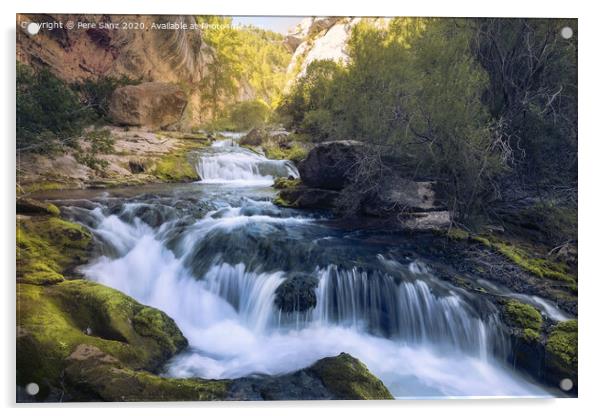The Source of the Pitarque River in Teruel, Spain Acrylic by Pere Sanz
