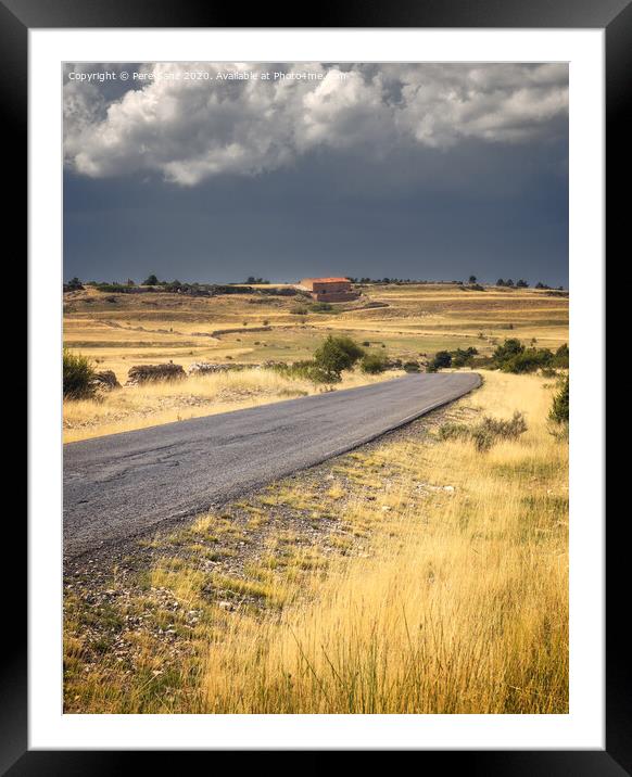 Road Across a Countryside Scene Under Stormy clouds Framed Mounted Print by Pere Sanz