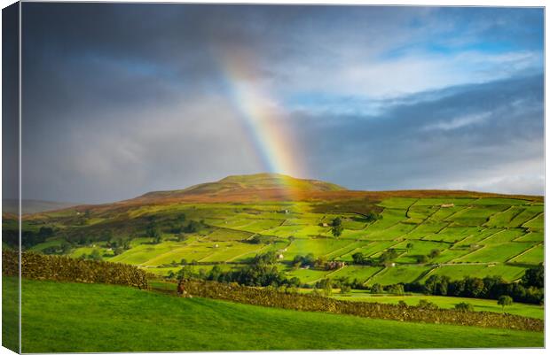 Rainbow in Swaledale, Yorkshire Dales Canvas Print by Andrew Kearton