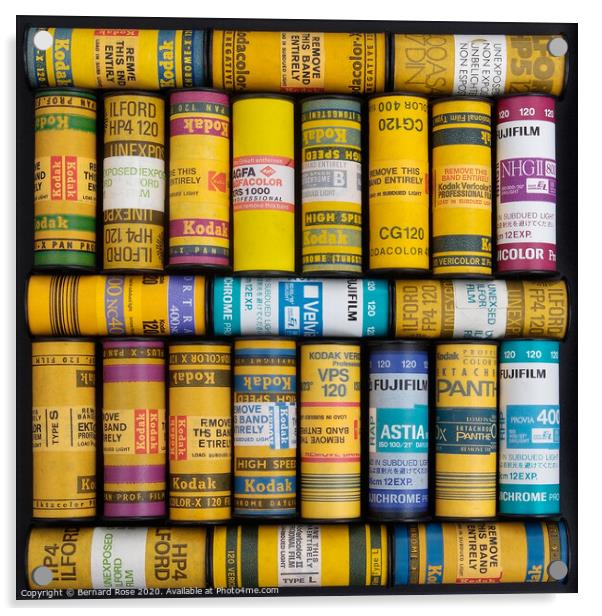 Unexposed 120 Roll Film Collection Acrylic by Bernard Rose Photography