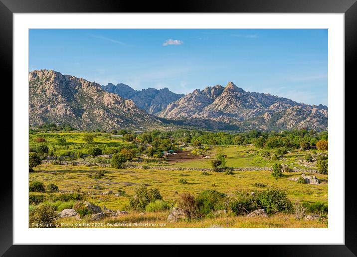 sunset in Guadarrama National Park and summit of the helmet. Europe. Madrid. Spain Framed Mounted Print by Mario Koufios