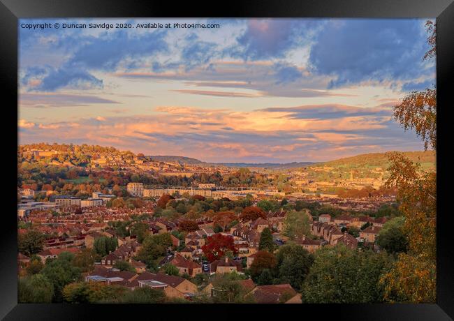 Bath Cityscape colourful Autumn sunset Framed Print by Duncan Savidge