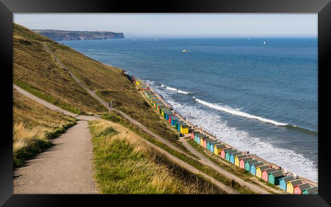 Zig zagging paths above Whitby sands Framed Print by Jason Wells
