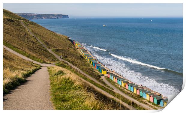 Zig zagging paths above Whitby sands Print by Jason Wells