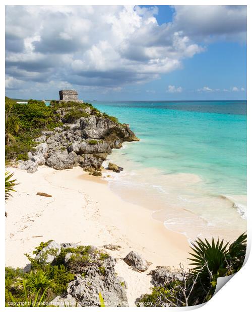 Temple of the god of wind, Tulum Print by Sebastien Greber