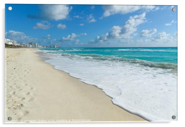 Cancun Beach Acrylic by Sebastien Greber