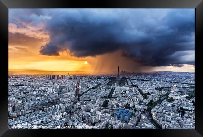 Paris Sunset - Sun and Storm Framed Print by Christian Beasley