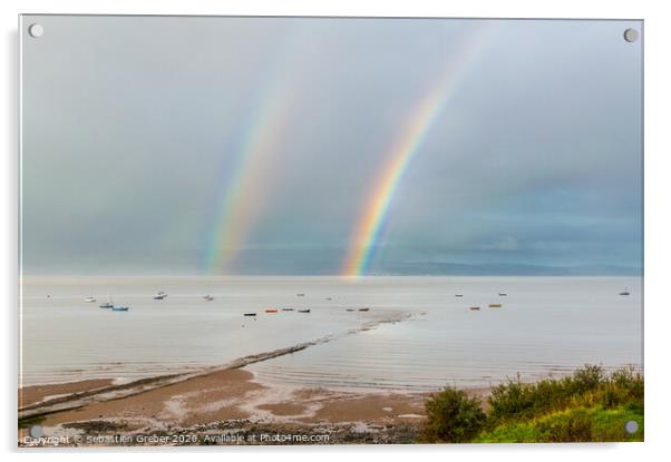 Dee Estuary Double Rainbow  Acrylic by Sebastien Greber