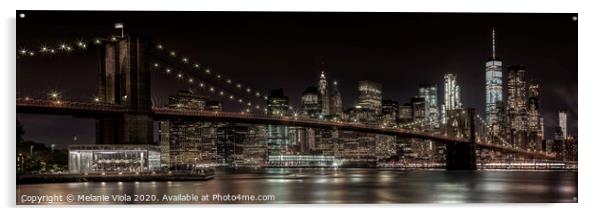 MANHATTAN SKYLINE & BROOKLYN BRIDGE Idyllic Nights Acrylic by Melanie Viola