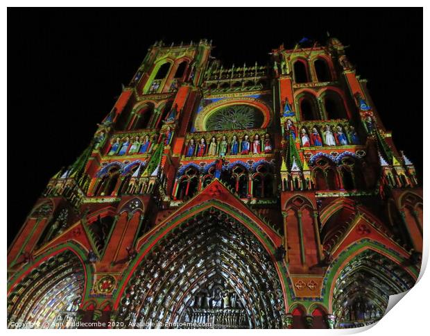 Amiens Cathedral in light Print by Ann Biddlecombe