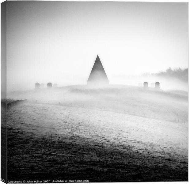 Pyramid Shrouded in Mist  Canvas Print by John Potter