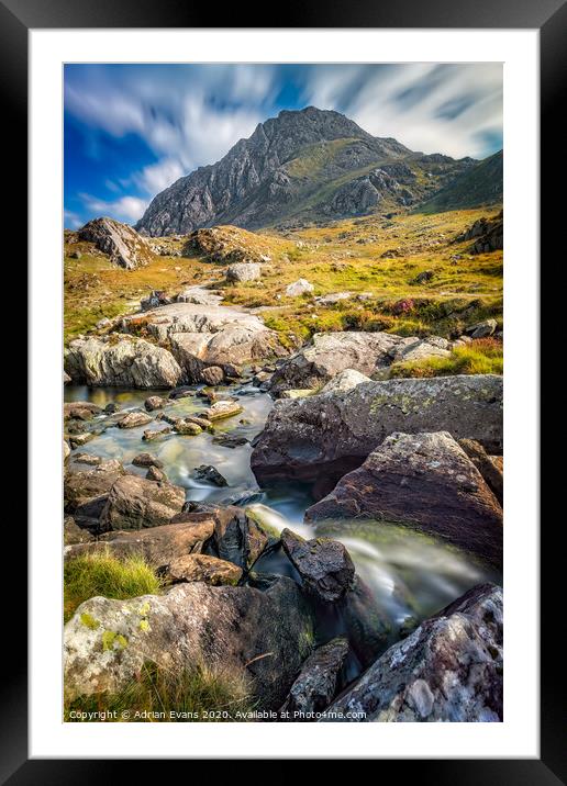 Tryfan Mountain Snowdonia Wales Framed Mounted Print by Adrian Evans