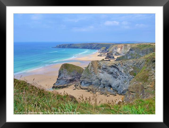 Bedruthan Steps, Cornwall Framed Mounted Print by Nathalie Hales