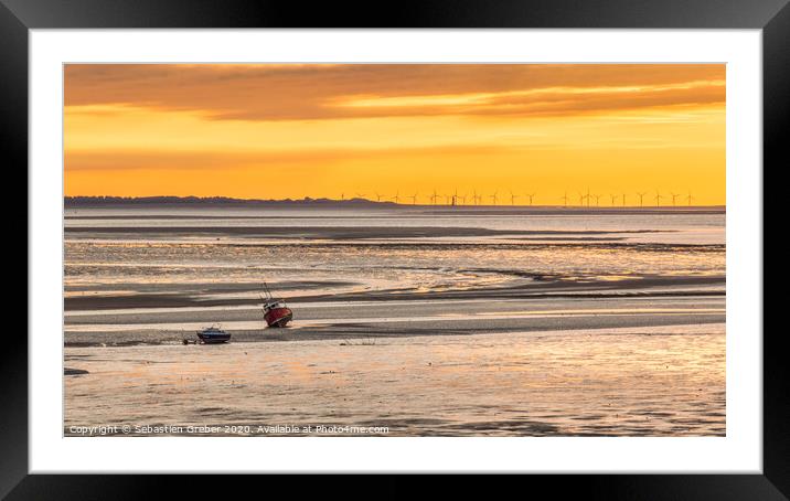 Sunset over Dee Estuary  Framed Mounted Print by Sebastien Greber