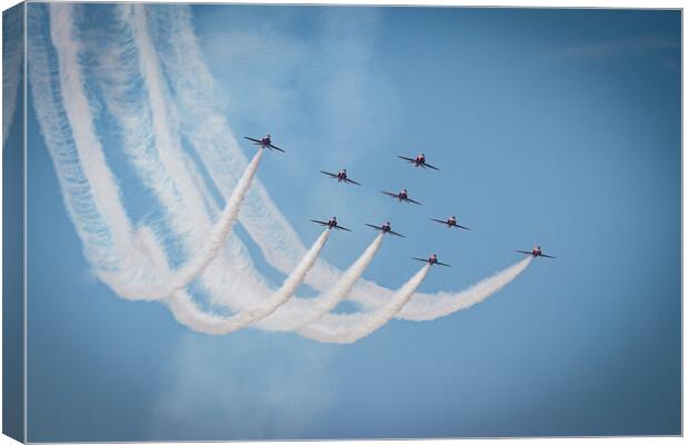 Thrilling Red Arrows Display Canvas Print by Wendy Williams CPAGB
