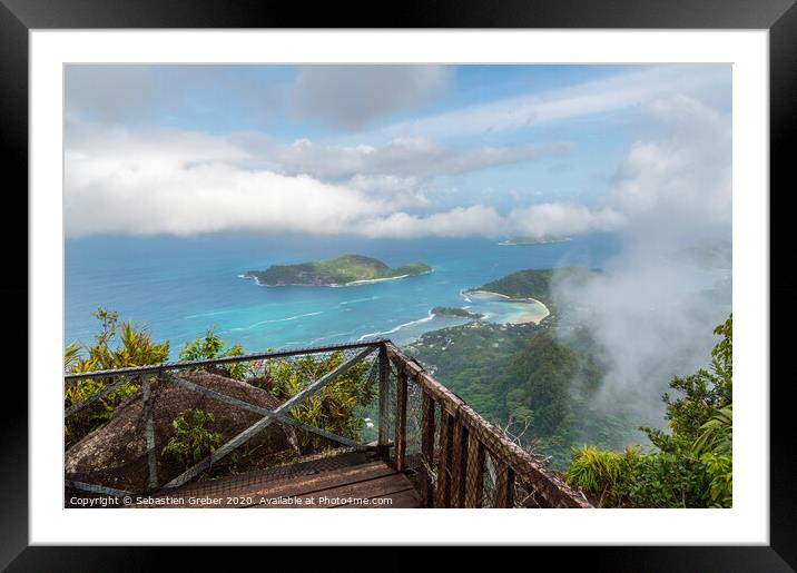 Above the clouds at the top of Morne Blanc, Seychelles Framed Mounted Print by Sebastien Greber
