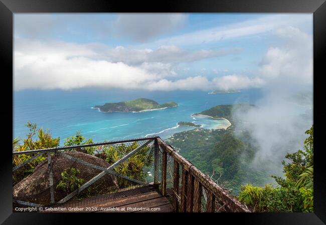 Above the clouds at the top of Morne Blanc, Seychelles Framed Print by Sebastien Greber