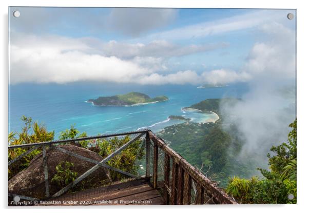 Above the clouds at the top of Morne Blanc, Seychelles Acrylic by Sebastien Greber