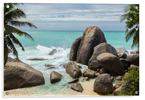 Carana Beach Seychelles Acrylic by Sebastien Greber