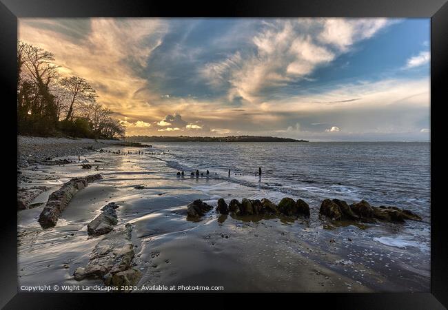 Bembridge Beach Sunset Framed Print by Wight Landscapes