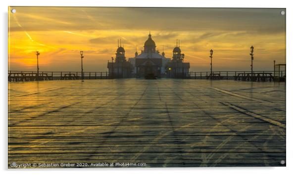 Eastbourne Pier Sunrise Acrylic by Sebastien Greber