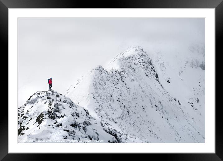 Striding Edge, winter Framed Mounted Print by geoff shoults