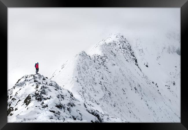 Striding Edge, winter Framed Print by geoff shoults