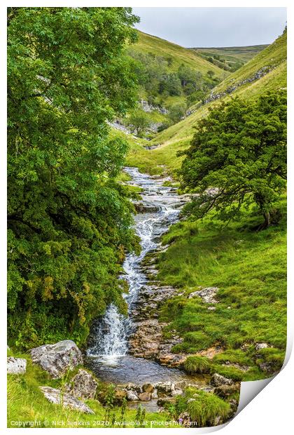 Looking Up Buckden Ghyll or Gill Yorkshire Dales Print by Nick Jenkins