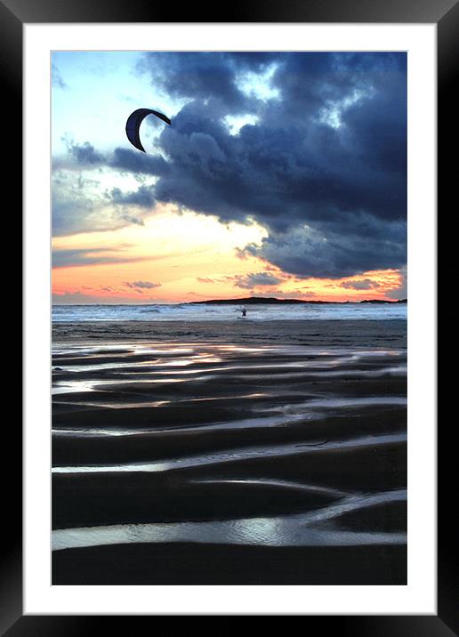 Kitesurfer at Dawn Framed Mounted Print by Simone Williams
