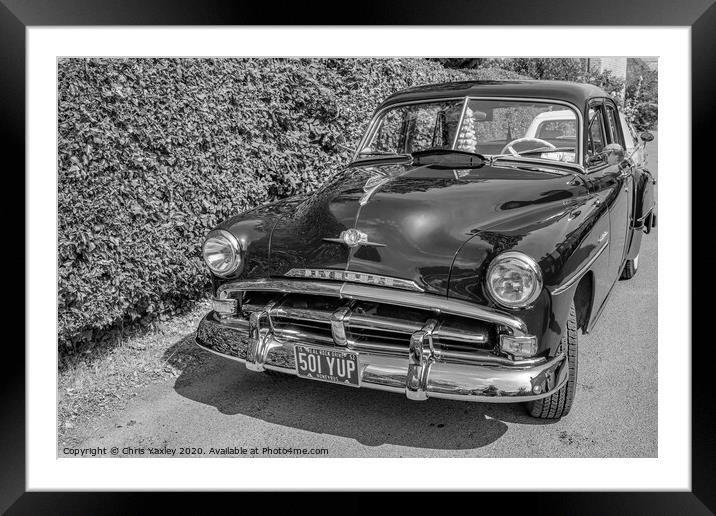 Vintage Plymouth car bw Framed Mounted Print by Chris Yaxley