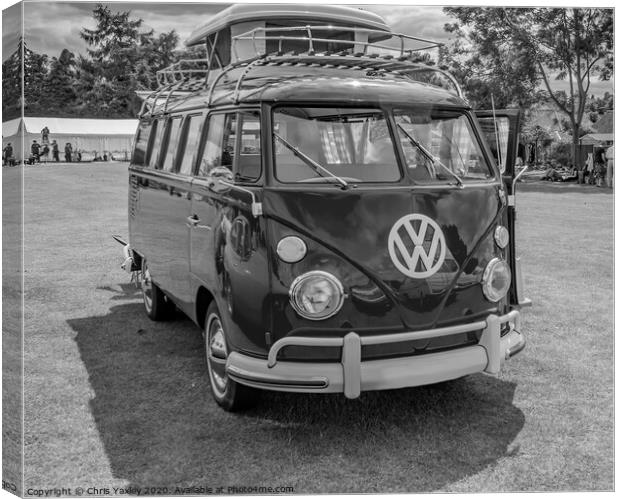 Split screen classic VW camper  bw Canvas Print by Chris Yaxley