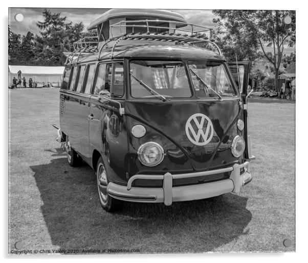 Split screen classic VW camper  bw Acrylic by Chris Yaxley