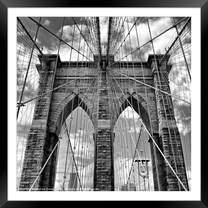 Brooklyn Bridge, New York Framed Mounted Print by Andrew Davies