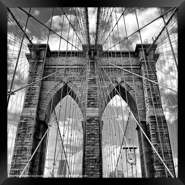 Brooklyn Bridge, New York Framed Print by Andrew Davies