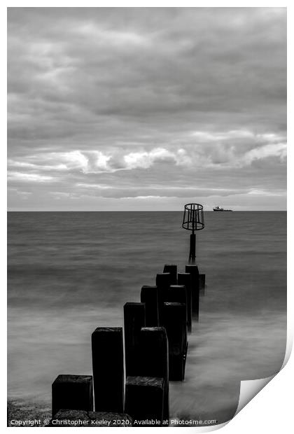 The sea at Gorleston beach Print by Christopher Keeley