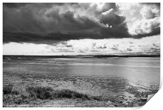 Dramatic Clouds Above Holy Island Print by David Smith
