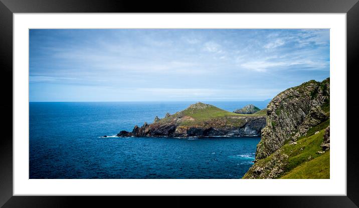 The Rumps Pentire Head Framed Mounted Print by David Wilkins