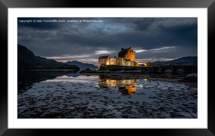 Eilean Donan in the blue hour Framed Mounted Print by Alan Tunnicliffe