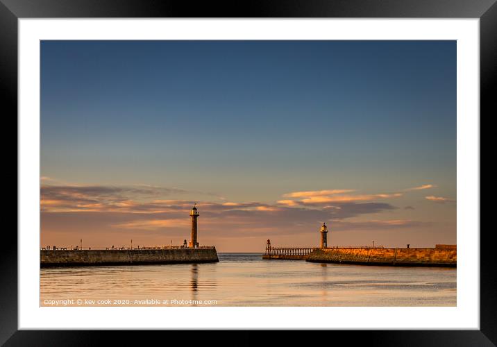 Whitby Lighthouses Framed Mounted Print by kevin cook