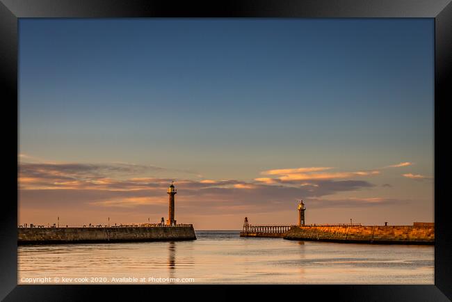 Whitby Lighthouses Framed Print by kevin cook