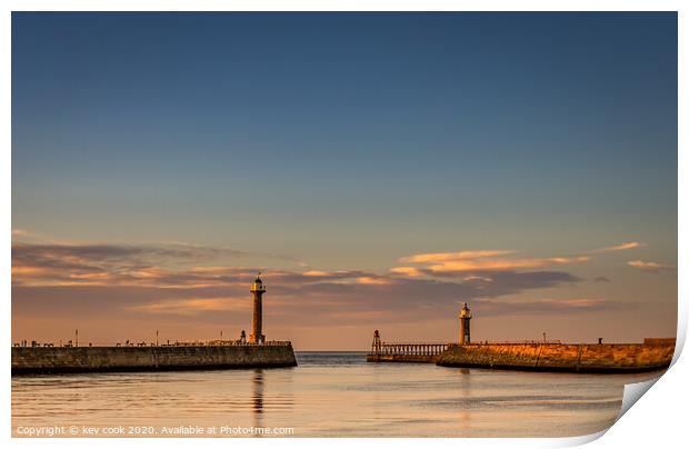 Whitby Lighthouses Print by kevin cook