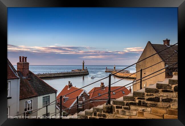 Speedboat at whitby Framed Print by kevin cook