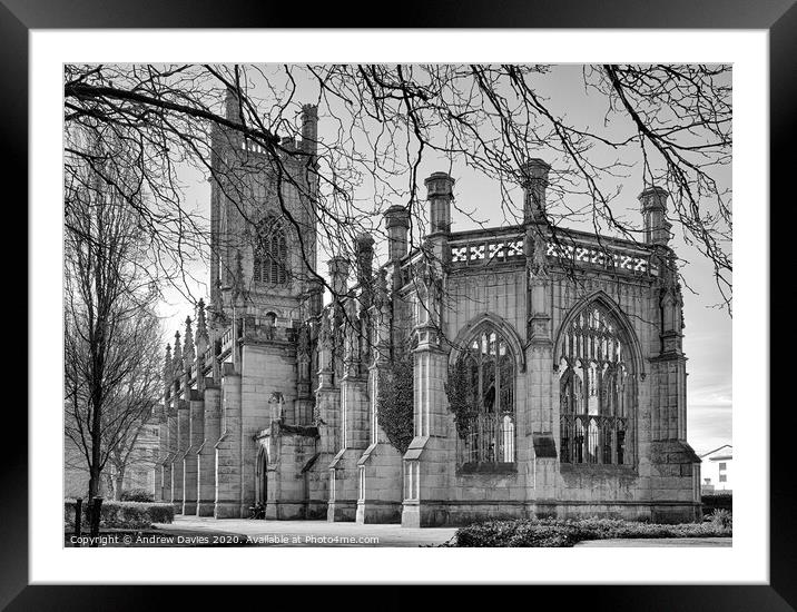 St Luke's church (the 'Bombed Out Church') Framed Mounted Print by Andrew Davies