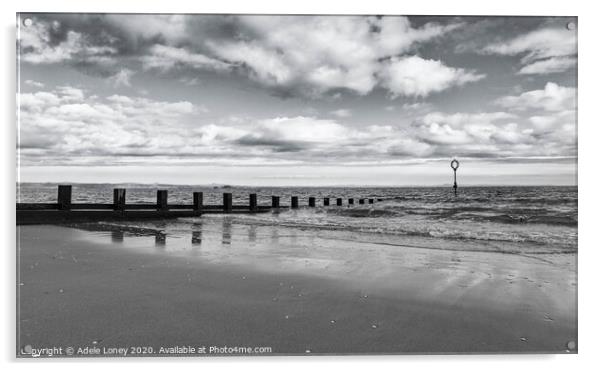 Portobello Beach, Edinburgh B/W Acrylic by Adele Loney